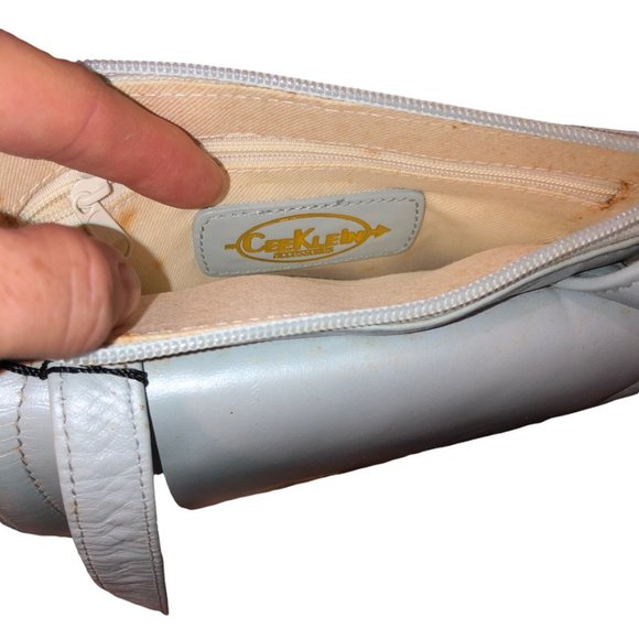 Cee Klein Deadstock NEW NWT vintage pearlized blue leather cross body me… - Picture 6 of 8